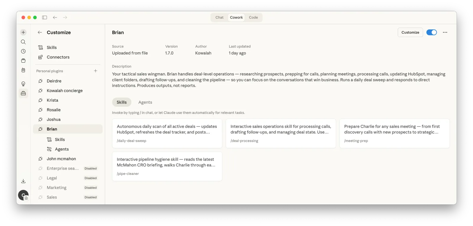 Brian in Claude Cowork