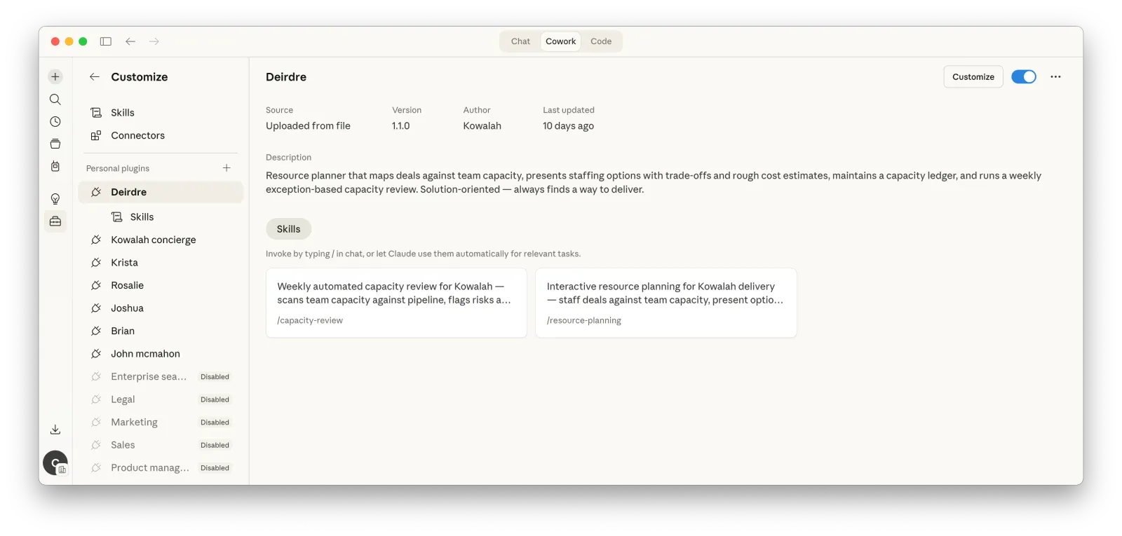 Deirdre in Claude Cowork