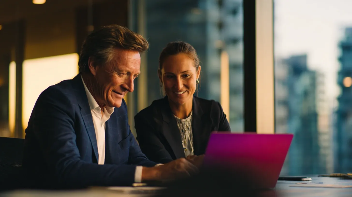 Senior executive working with AI strategist