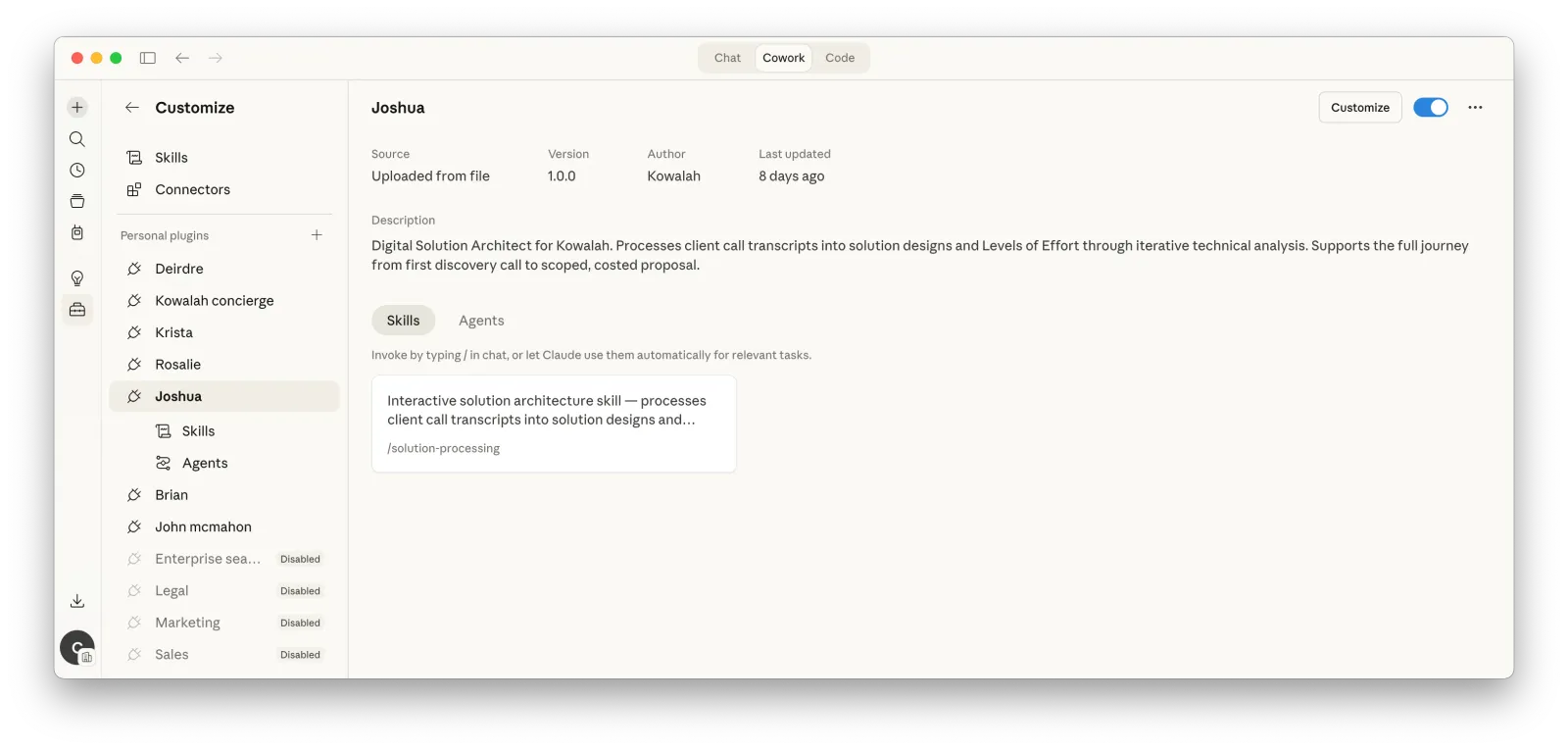 Joshua in Claude Cowork